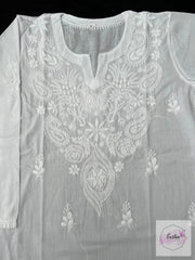 Flora - White Cotton Top With hand Embroidery