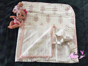 Baby Cotton Quilted Blanket Dohar And Headband Set - Pinktree