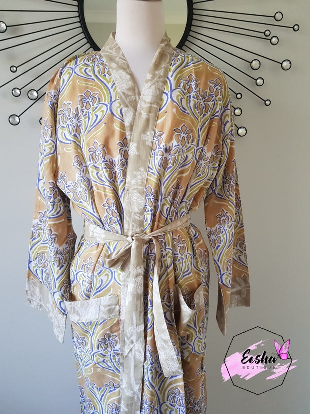 Hazelnut Long Kimono Robe-EeshaBoutique