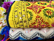 Yellow Phulkari Hand Embroidered Shawl Dupatta