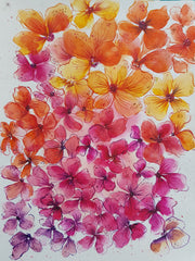 Orange Dancing Flowers - Original Watercolour Painting