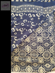 Indigo Pure Cotton Ajrakh Hand Block Print Saree -  by EeshaBoutique - gshop