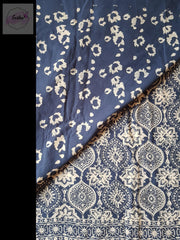 Indigo Pure Cotton Ajrakh Hand Block Print Saree -  by EeshaBoutique - gshop