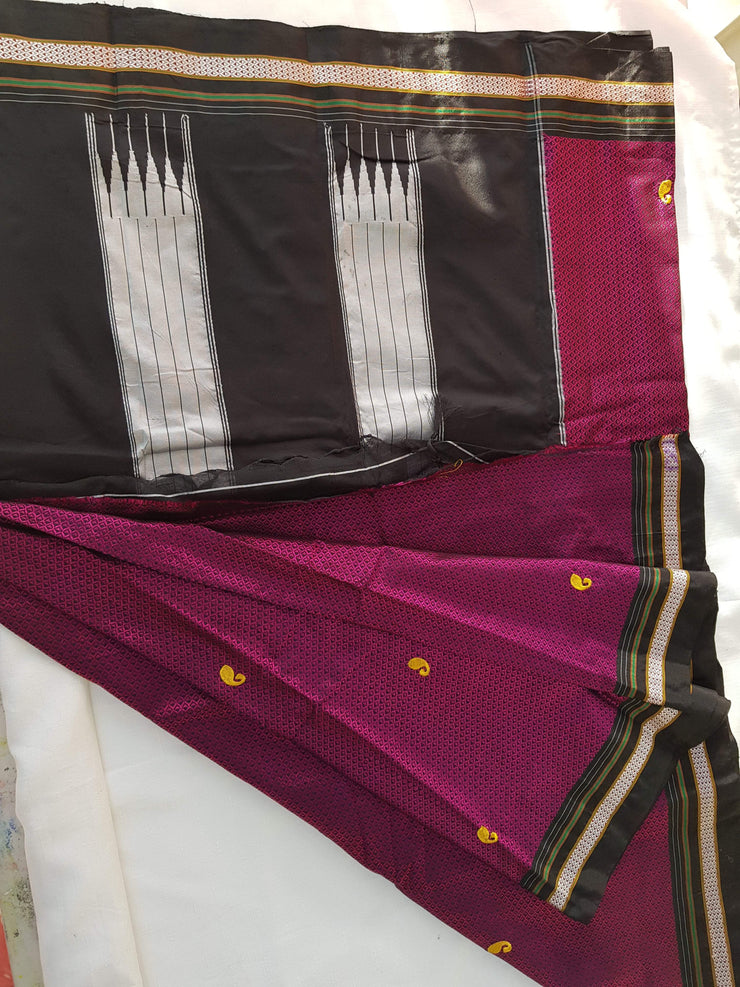 Handloom Resham Blended Silk Cotton Saree Khun Saree - Indigo Blue -  by EeshaBoutique - gshop