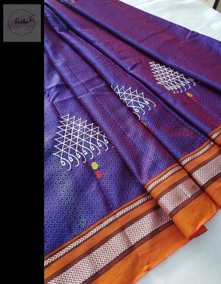 Purple Handloom Silk Blended Khun Saree - Saraswati Butta -  by EeshaBoutique - gshop