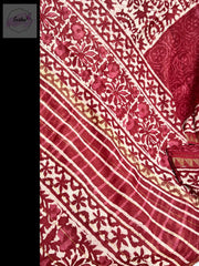 Brick Red Maroon Maheshwari Silk Hand Block Print Saree -  by EeshaBoutique - gshop