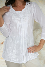 Milana - White Cotton Blouse