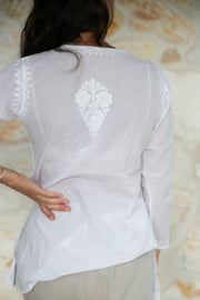 Milana - White Cotton Blouse