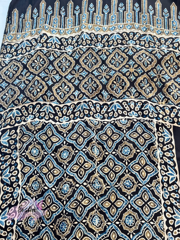 Syamal - Ajrakh Hand Block Print Modal Silk Scarf