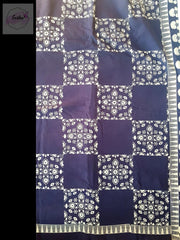 Indigo Pure Cotton Ajrakh Hand Block Print Saree - Geomatry -  by EeshaBoutique - gshop