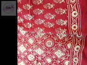Red Pure Cotton Ajrakh Hand Block Print Saree- Flora -  by EeshaBoutique - gshop