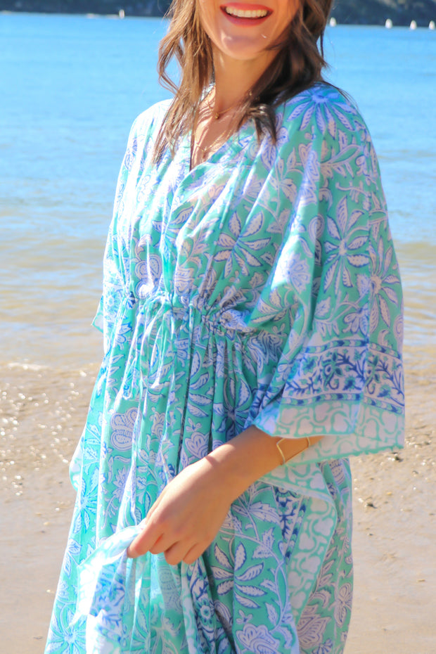 Aster - Hand Block Print Long Cotton Kaftan
