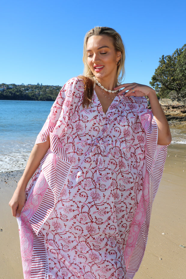 Blossom - Hand Block Print Long Cotton Kaftan
