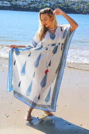 Blue Cyprus - Block Print Long Kaftan