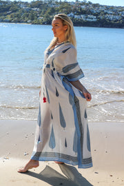 Blue Cyprus - Block Print Long Kaftan