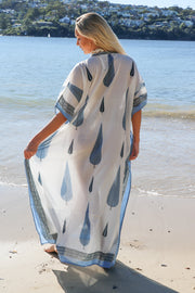 Blue Cyprus - Block Print Long Kaftan