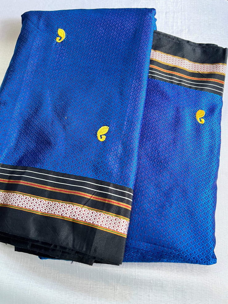 Handloom Resham Blended Silk Cotton Saree Khun Saree - Indigo Blue -  by EeshaBoutique - gshop