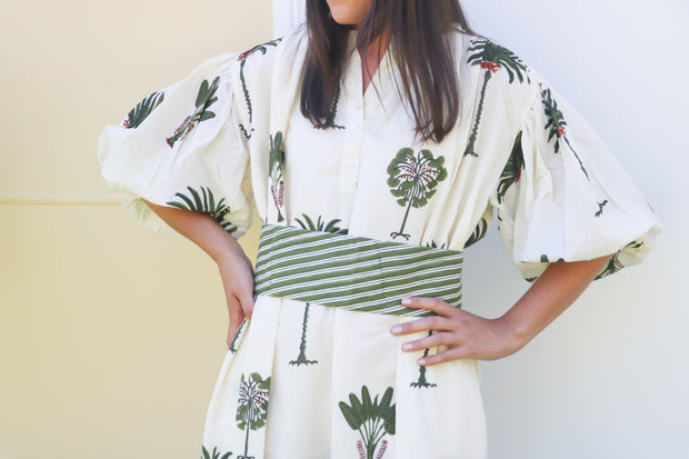 Cherry Kaftan Midi Dress - Green