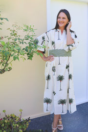 Cherry Kaftan Midi Dress - Green