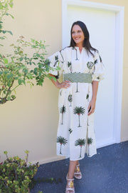 Cherry Kaftan Midi Dress - Green