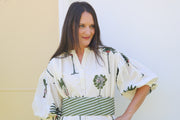 Cherry Kaftan Midi Dress - Green