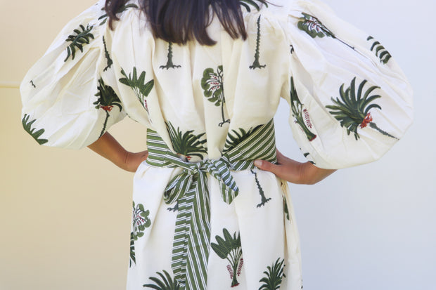 Cherry Kaftan Midi Dress - Green