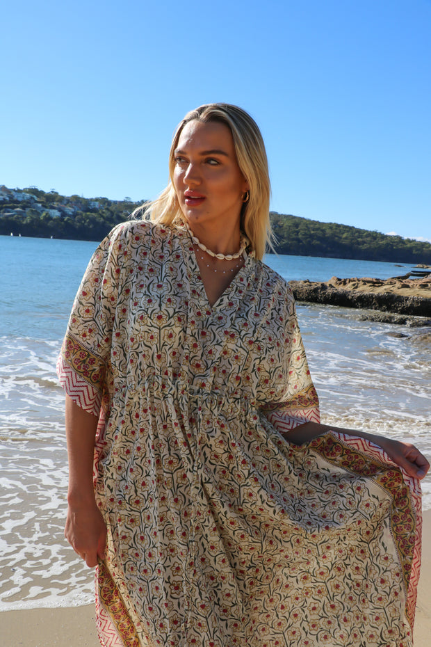Chinar - Hand Block Print Long Kaftan