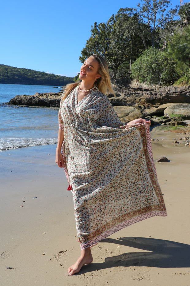Chinar - Hand Block Print Long Kaftan