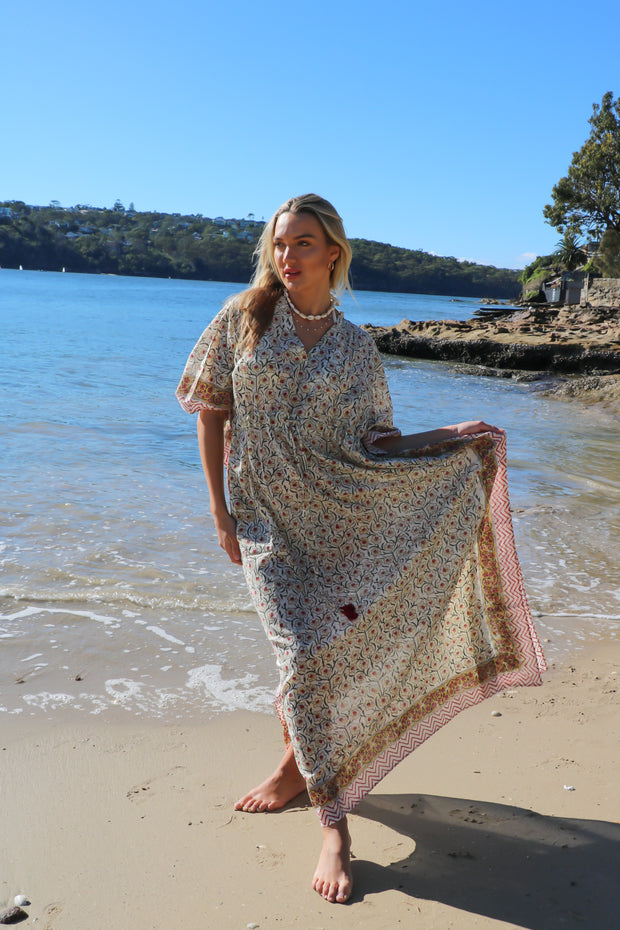 Chinar - Hand Block Print Long Kaftan