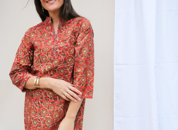 Copper Floral Hand Block Print Tunic