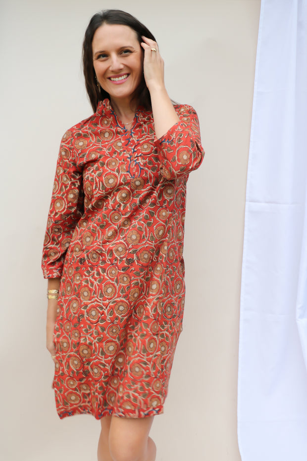 Copper Floral Hand Block Print Tunic
