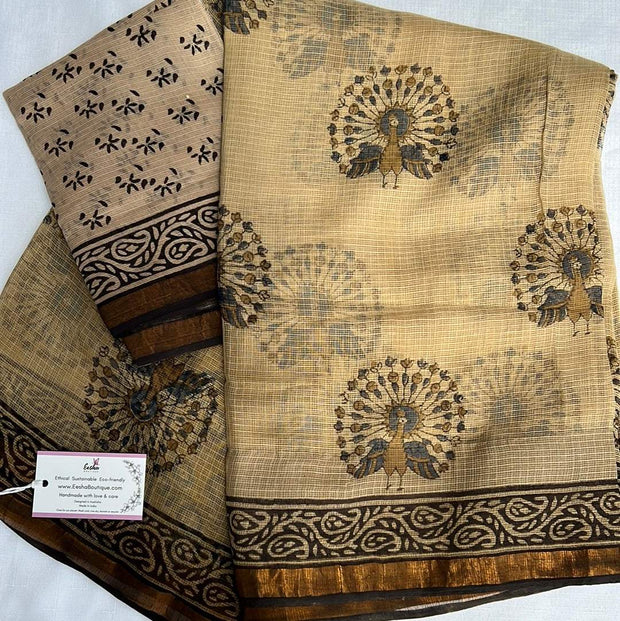 Hazelnut Kota Duria Saree -  by EeshaBoutique - gshop