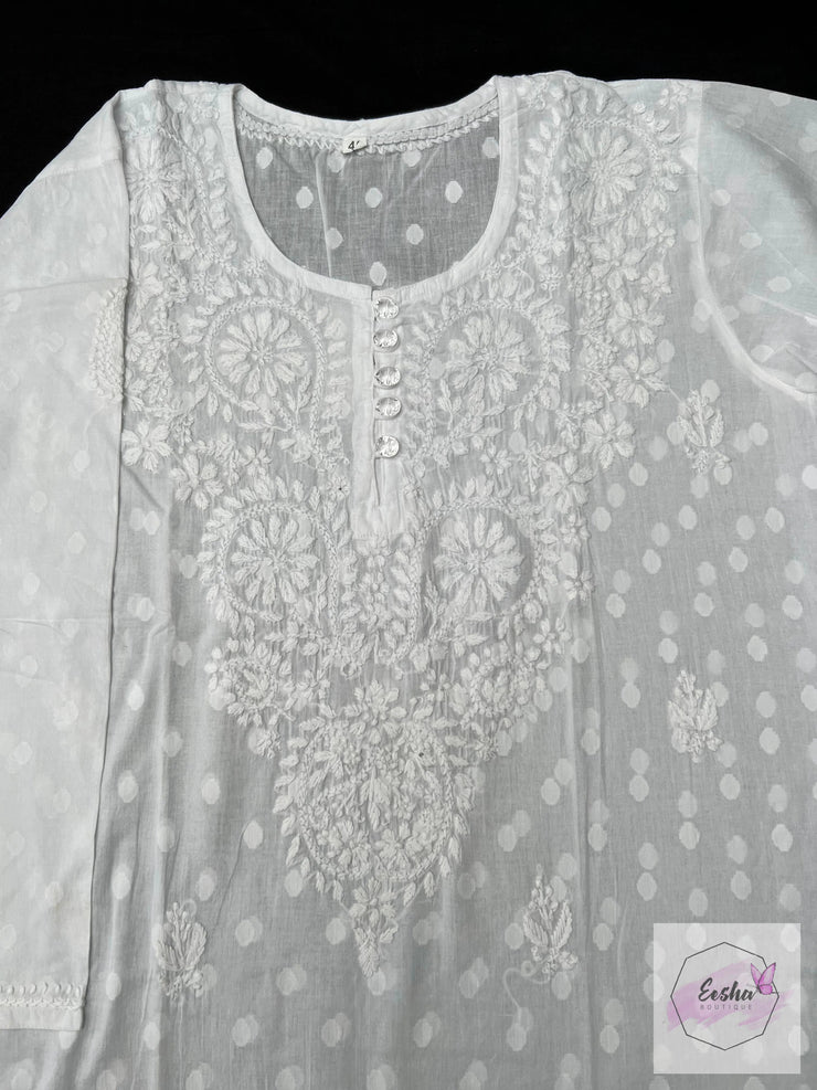 Daisy - Cotton White Top With Chikankari Hand Embroidery