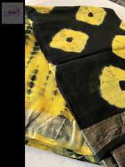 Shibori Linen Black and Yelllow Saree -  by EeshaBoutique - gshop