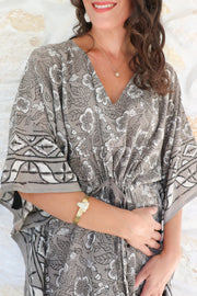 Ruhi Short Kaftan - Floral Dabbu Print with Tussles