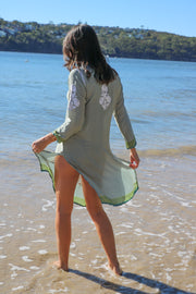 Green Crepe Silk Hand Embroidered Tunic