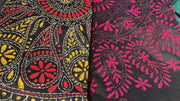 Black Raw Silk Kantha Hand Stitch Saree -  by EeshaBoutique - gshop