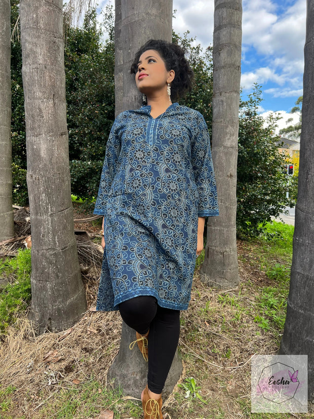 Kalamkari Indigo Hand Block Print Tunic