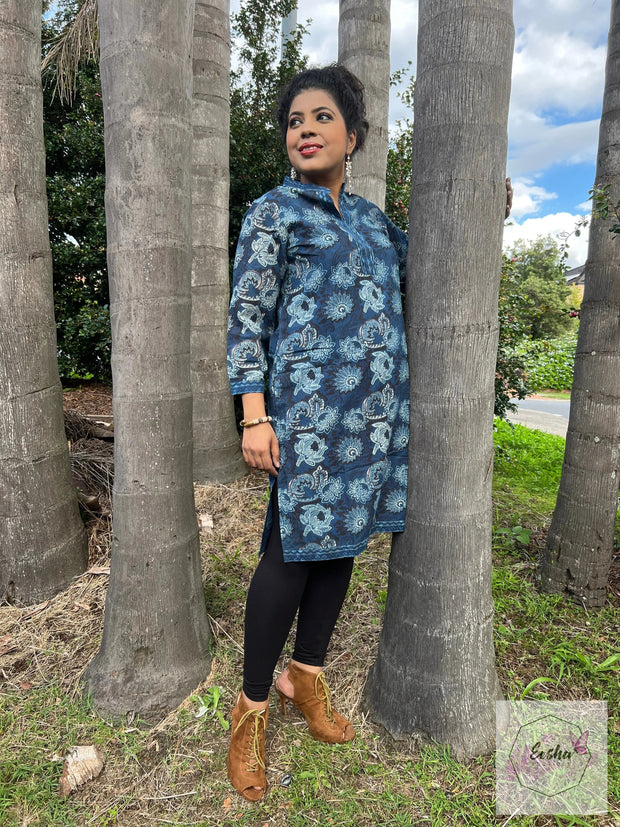 Lotus Indigo Hand Block Print Tunic