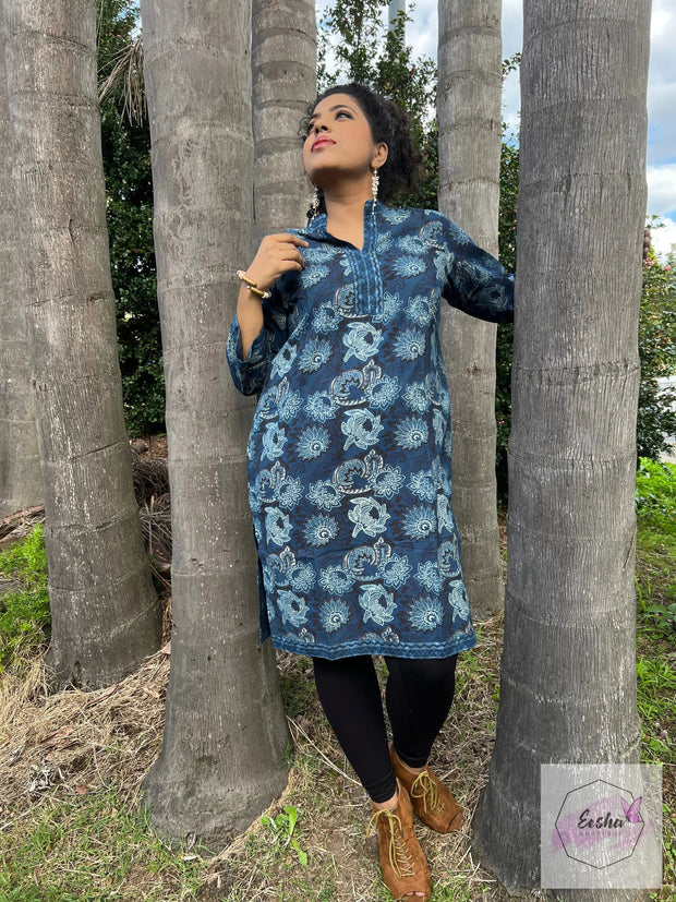 Lotus Indigo Hand Block Print Tunic