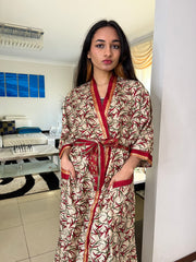 Vintage Silk Robe - Leaves -  by EeshaBoutique - 