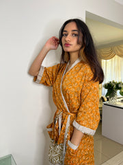 Vintage Silk Robe - Musterd -  by EeshaBoutique - 