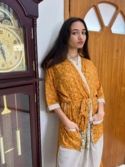 Vintage Silk Robe - Musterd -  by EeshaBoutique - 