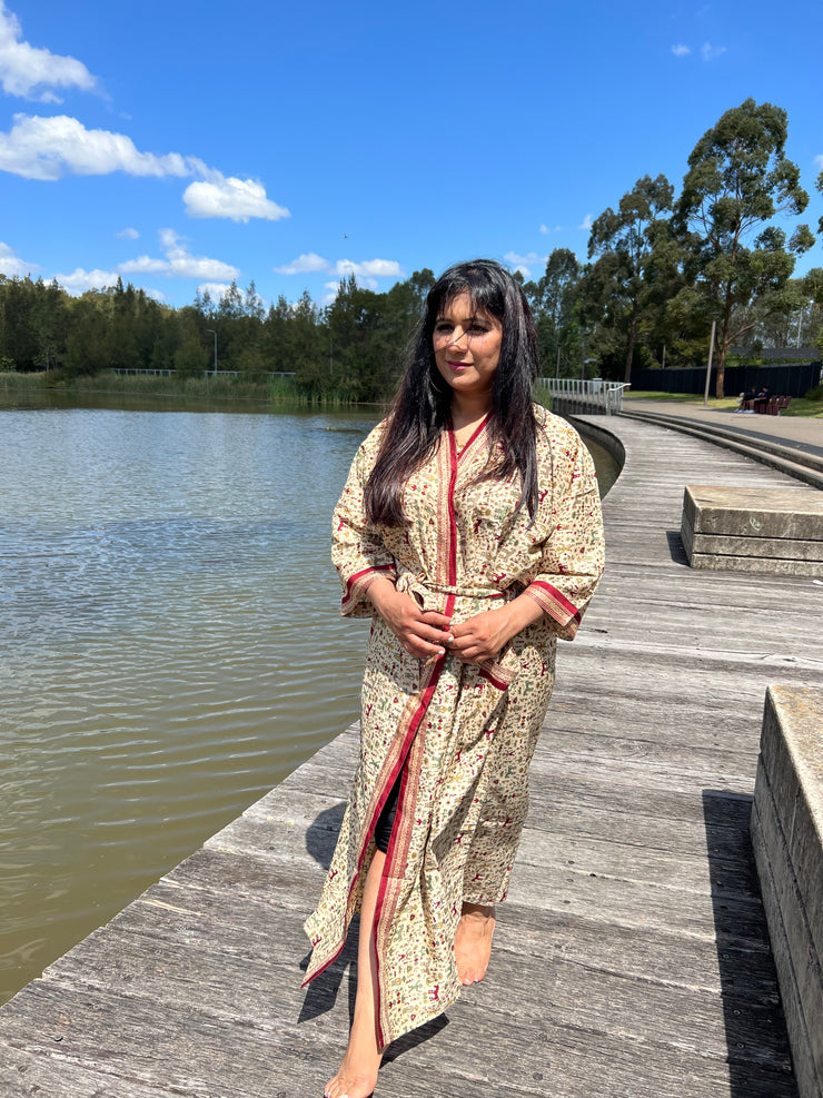 Vintage Silk Robe - Sand -  by EeshaBoutique - 