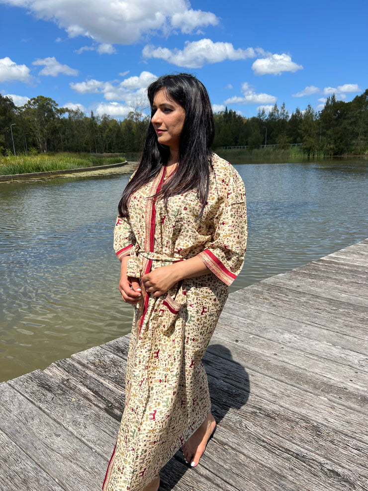 Vintage Silk Robe - Sand -  by EeshaBoutique - 