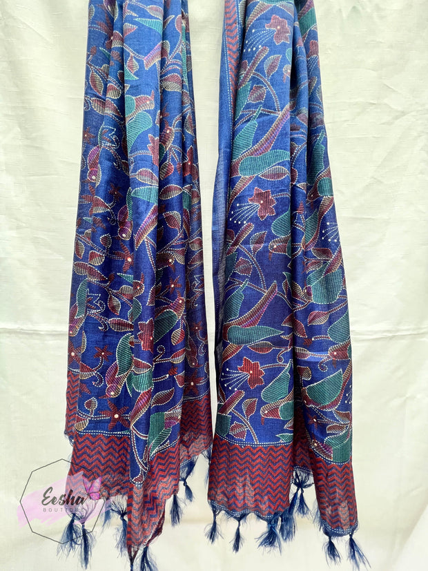 Khadi Cotton Silk Dupatta - Bird