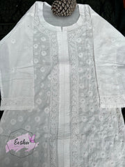Keel Kangan - White  Hand Embroidered Tunic