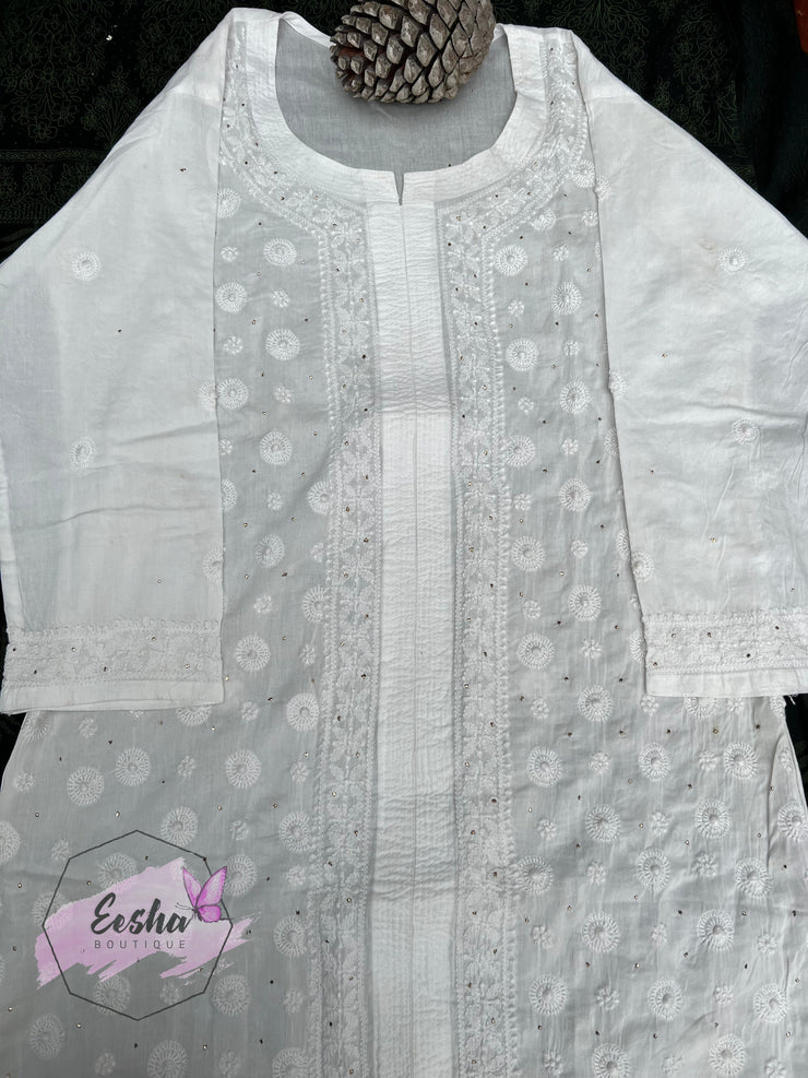 White Tunic - Hand Embroidered Kurta -Keel Kangan