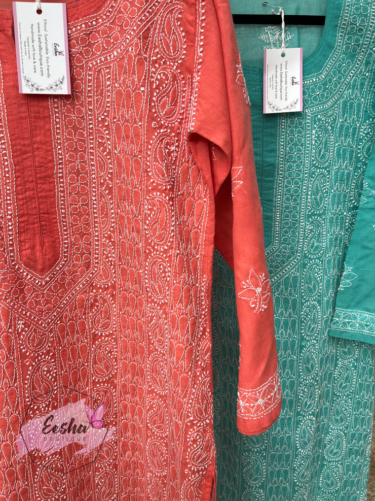 Kala - Cotton Voile Hand Embroidered Chikankari Long Kurti Tunic