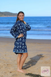 Sunflower Indigo Blue Cotton Hand Block Print Tunic